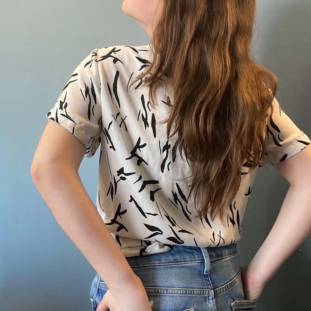 White and black blouse